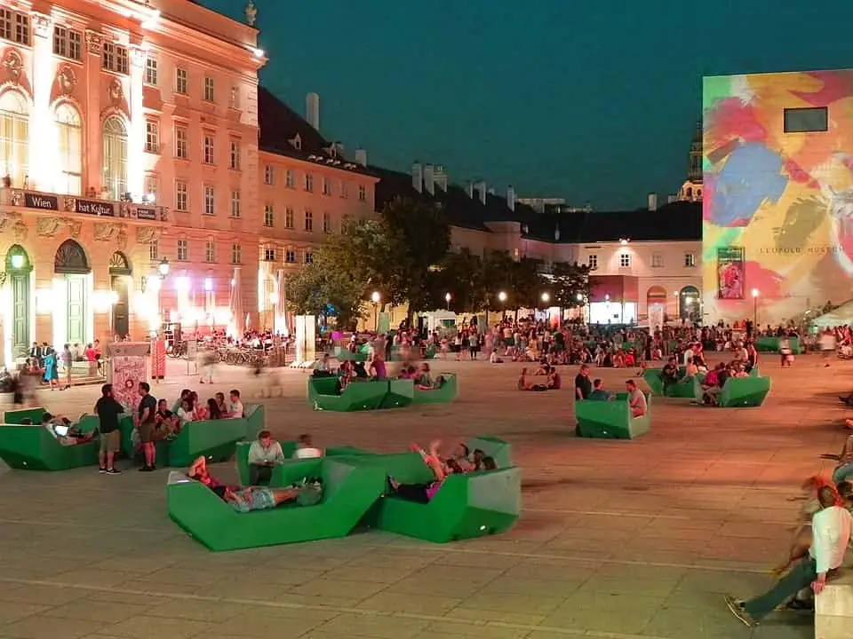 Museums Quartier, Vienna, is a great option for your evening agenda on a day trip from Prague to Vienna